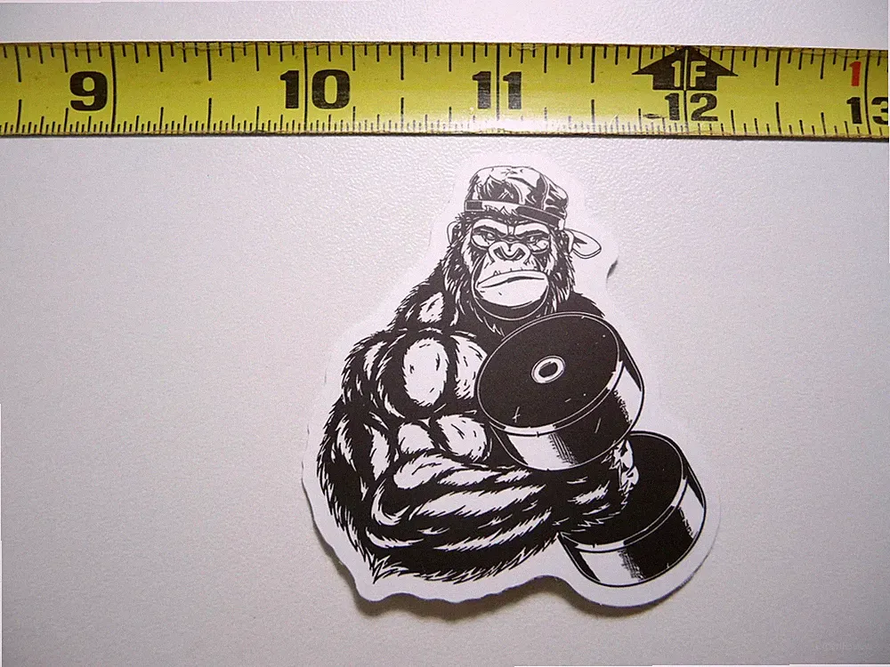 GORILLA DUMBELL DUMBBELL SMALL STICKER DECAL GYM WEIGHTLIFTING FITNESS EXERCISE