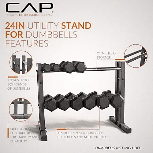 GRAY - CAP BARBELL RK-3DMK 24" UTILITY RACK FOR DUMBBELLS, MEDICINE BALLS AND