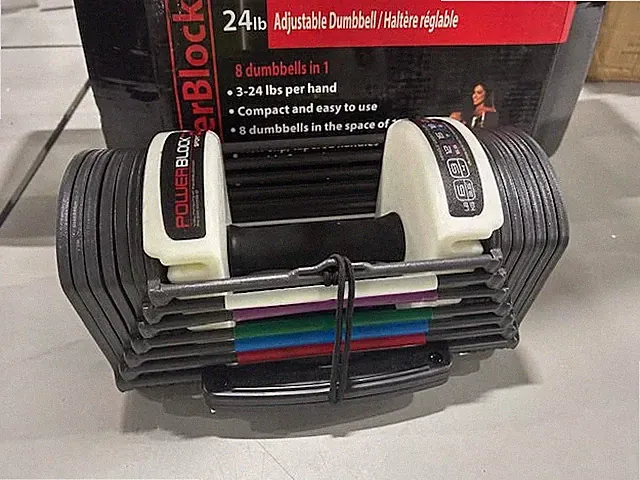 GRAY/WHITE - POWERBLOCK SPORT 24 ADJUSTABLE DUMBBELLS, 1-24 LB. DURABLE STEEL
