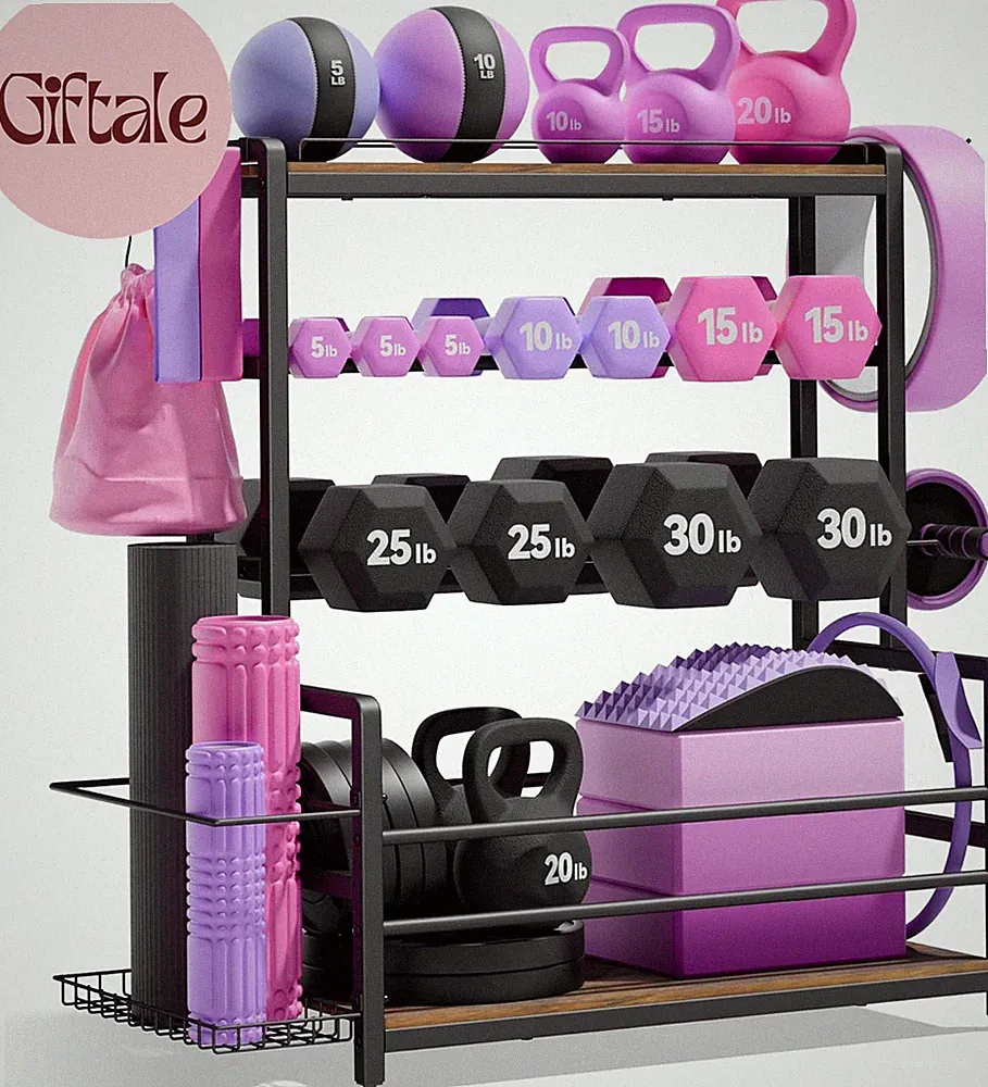 Gym Home Equipment Weight Rack – 3‑Tier Workout Storage Stand for Dumbbells & Ke
