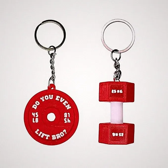 Gym Lover Keychain Dumbbell and Weight Plate Combo Fitness Keyring Mini Workout