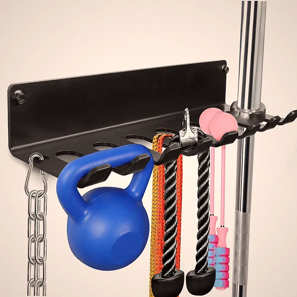 Gym Rack Organizer, Home Gym Hanger, Wall Mount Hooks for Olympic Barbells, R...
