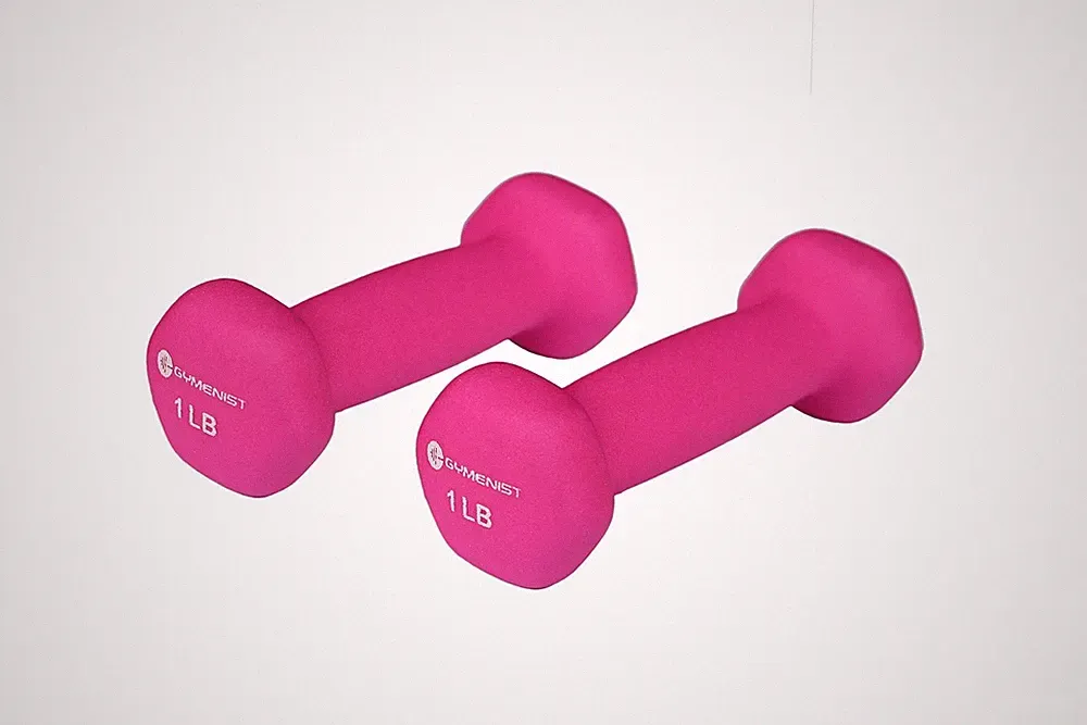 GYMENIST Pair of Dumbbells Set 1 lb, 2 3 4 5 1-LB (Hot Pink)
