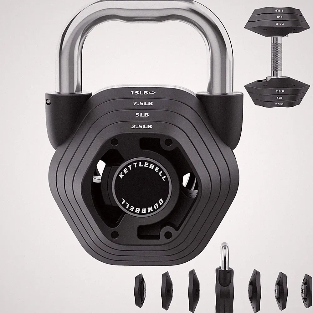 Hamjoiet 2-in-1 Adjustable Kettlebell, 15-45LB Kettlebells Weight Set for Str...