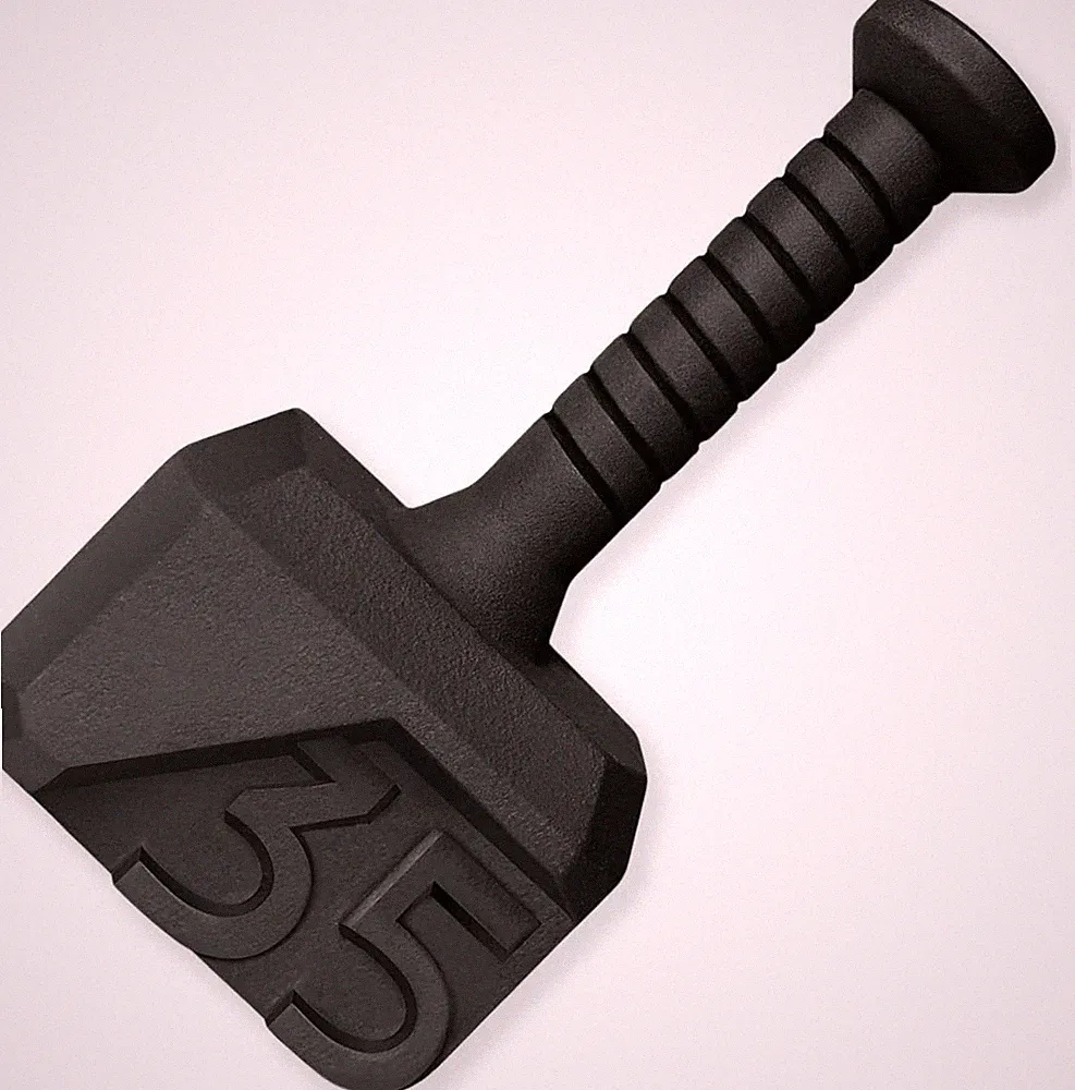 Hammer Kettlebells 35 Lbs - Cast Iron Weights anti Slip Powder Coated Handle - W