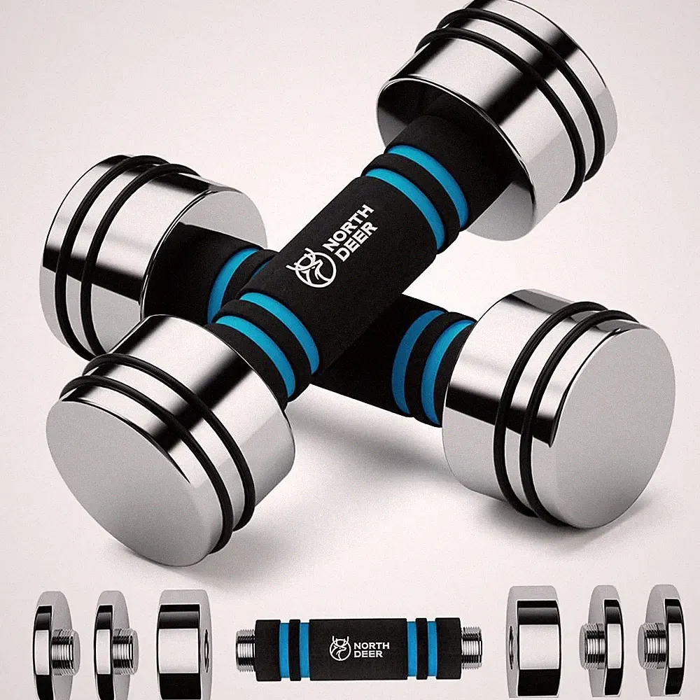 Hand Weight Set of 2 for Women 5lb Pair (3lb/4lb/5lb) Adjustable Dumbbells wi...