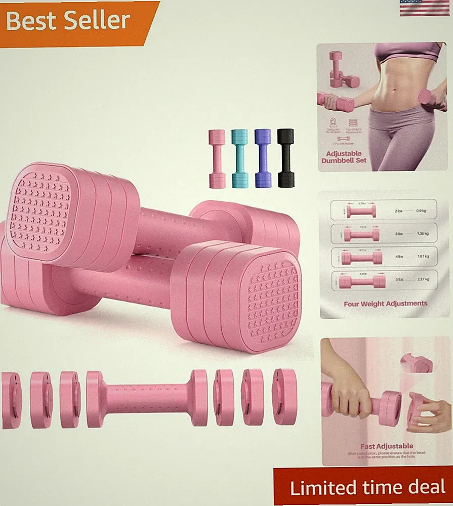 Hand Weights for Women at Home 2-5 lb Light Adjustable Dumbbells Set | Adjust...