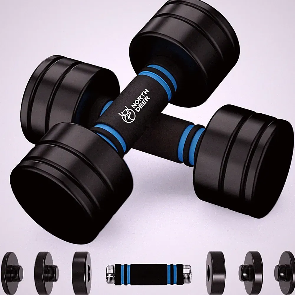 Hand Weights Set 5lbs Pair (3lbs/4lbs/5lbs) Adjustable Black Coated Weight Se...