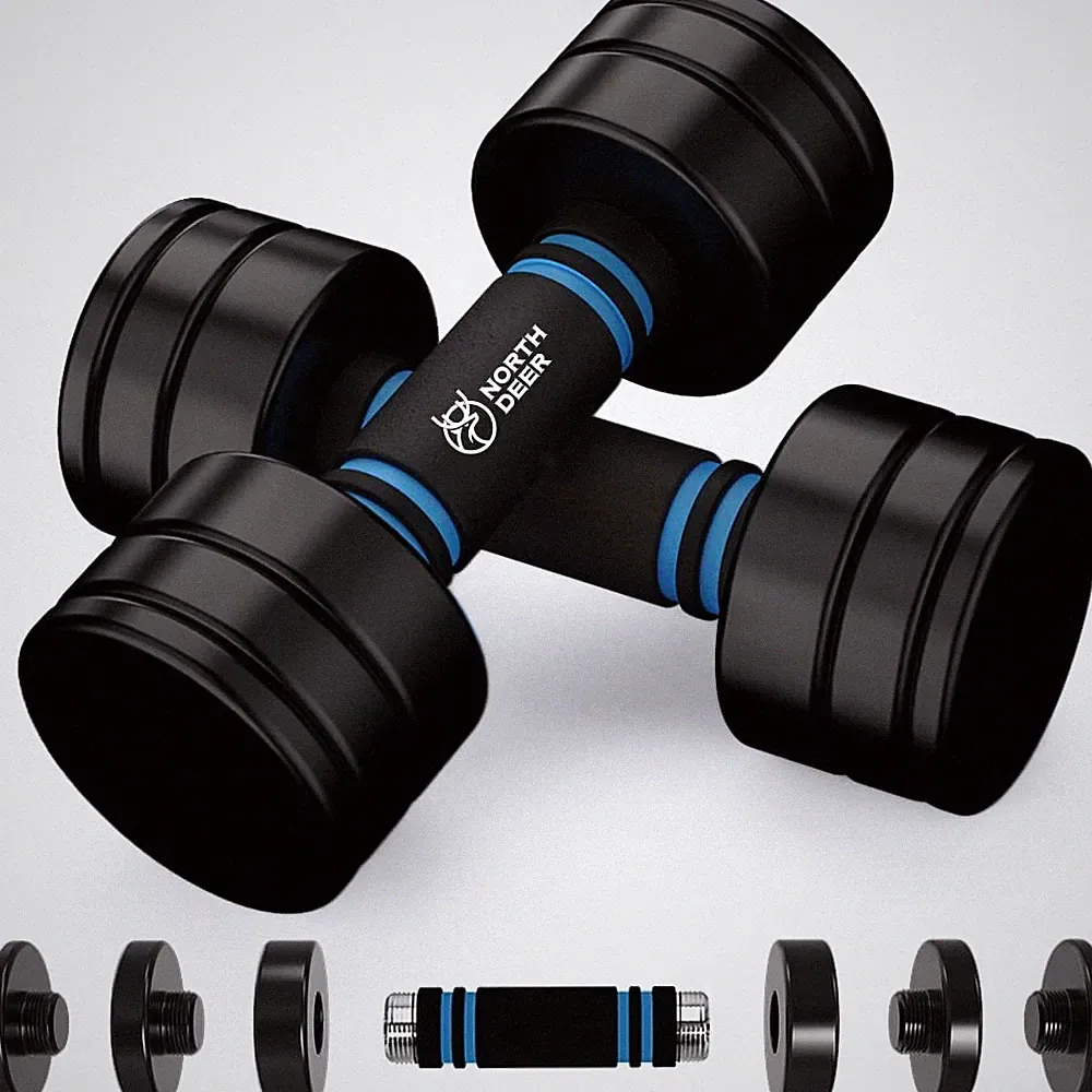Hand Weights Set 5lbs Pair (3lbs/4lbs/5lbs) Adjustable Black Coated Weight Se...