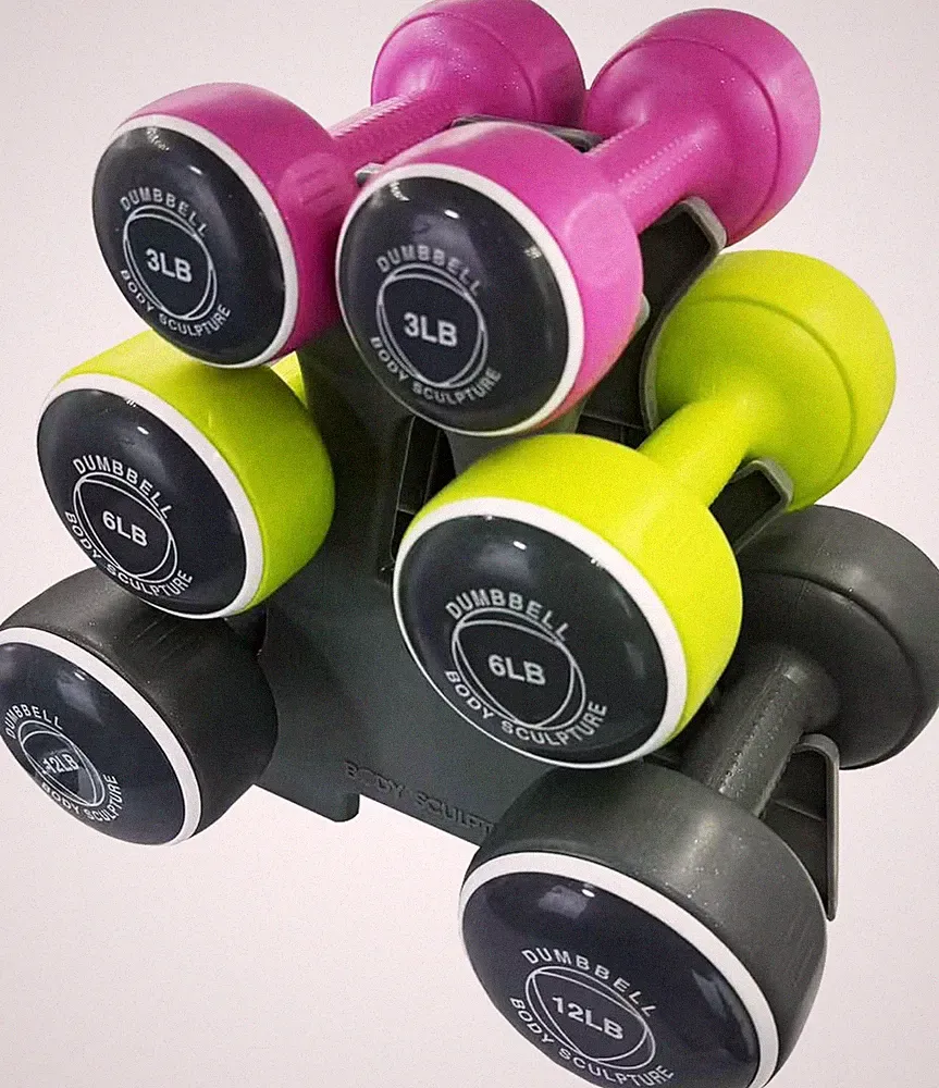 Hand Weights Set Free‑Weight Dumbbell Set with Rack Set Includes 3, 6 and 12 Lb