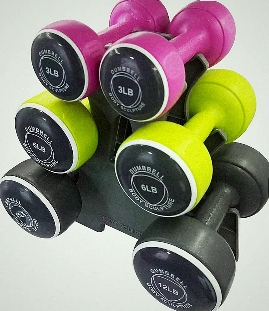 Hand Weights Set Free‑Weight Dumbbell Set with Rack Set Includes 3, 6 and 12 Lb