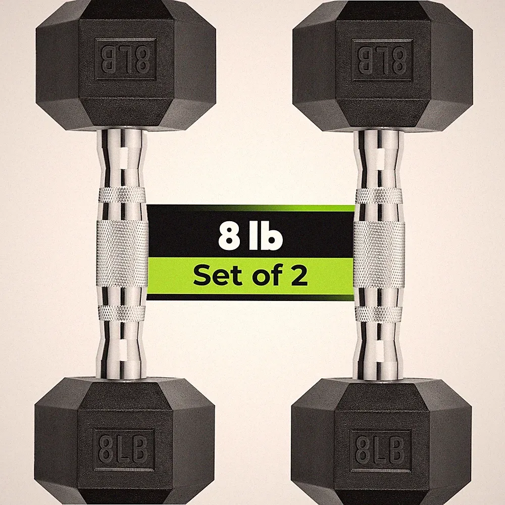 HANDBODE Hex Dumbbell Set, 2.5-65 lb Rubber Encased Exercise & Fitness Dumbbe...