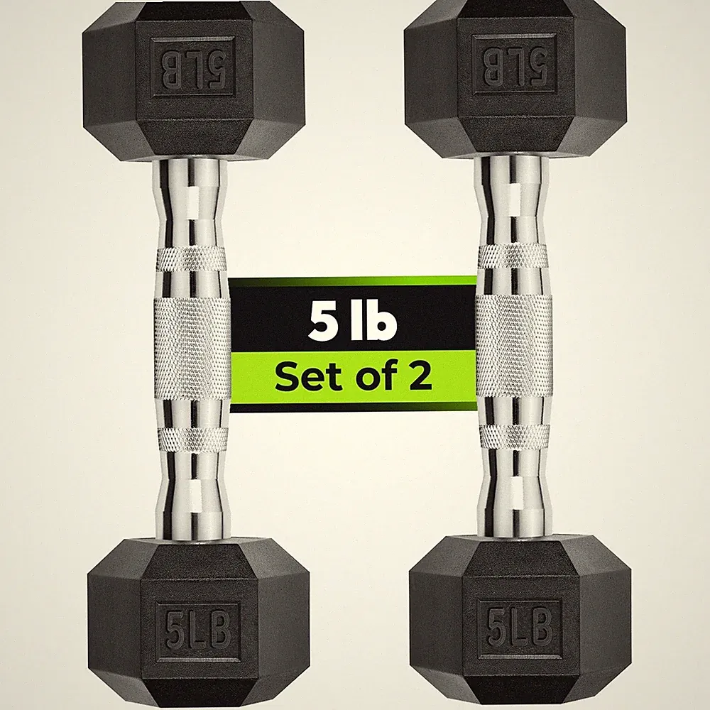 HANDBODE Hex Dumbbell Set, 2.5-65 lb Rubber Encased Exercise & Fitness Dumbbe...
