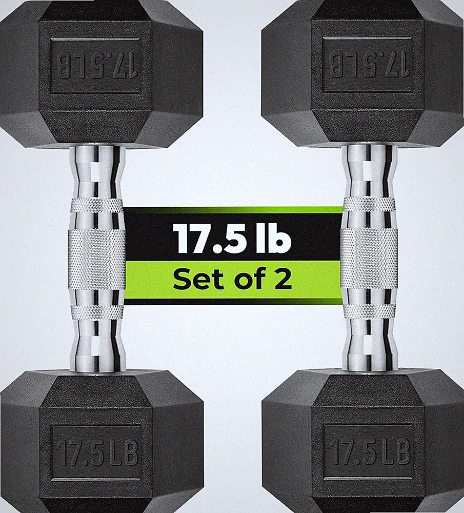 HANDBODE Hex Dumbbell Set, 2.5-65 Lb Rubber Encased Exercise & Fitness Dumbbells