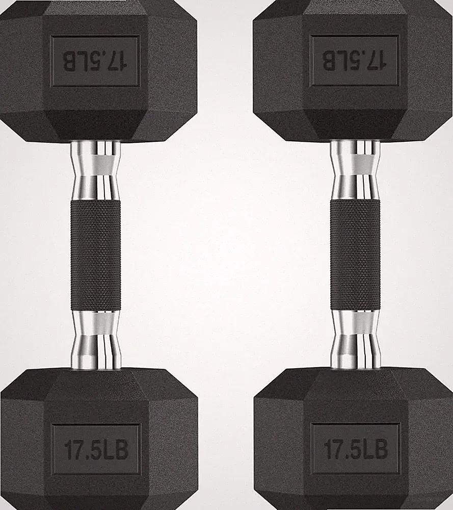HANDBODE Hex Dumbbell Set of 2, Rubber Encased Fixed Dumbbells, 2.5-65 Lb | Non
