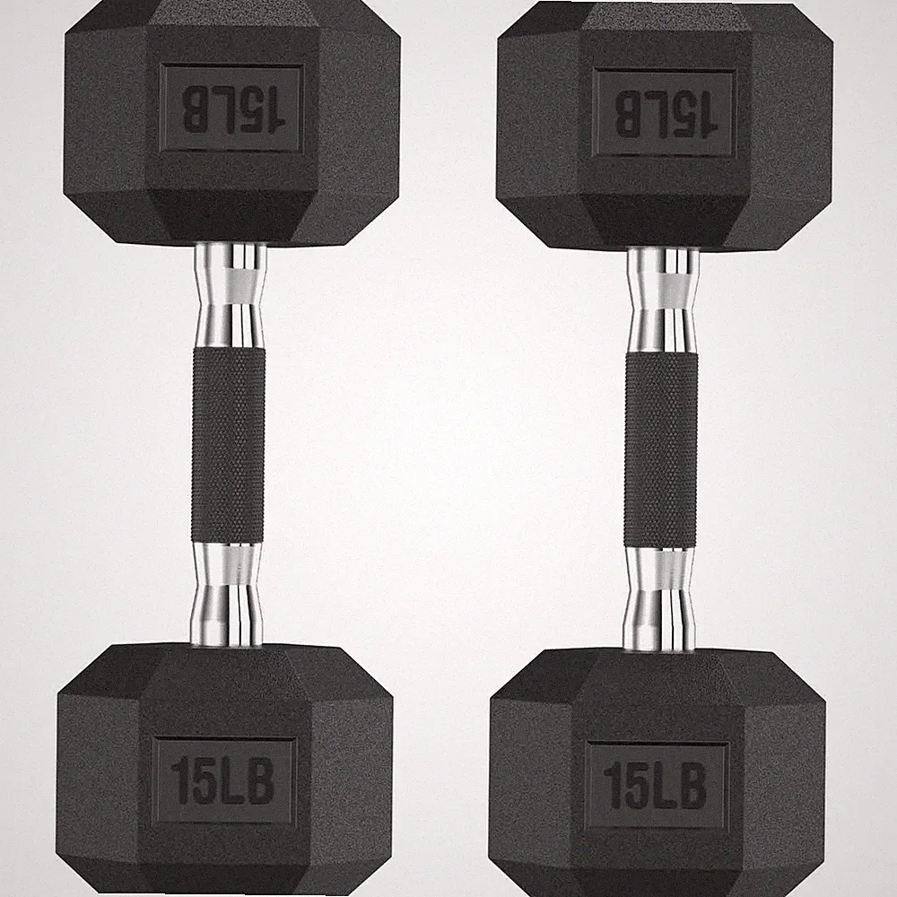 Handbode Hex Rubber Dumbbells - Enhanced Grip For Secure Ergonomic Hold - Ideal