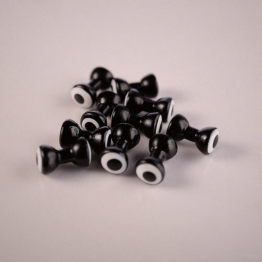 Hareline Double Pupil Lead Eyes - Black/White/Black - XS Small Medium Large