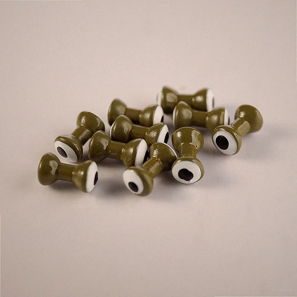 Hareline Double Pupil Lead Eyes - Olive/White/Black - XS Small Medium Large