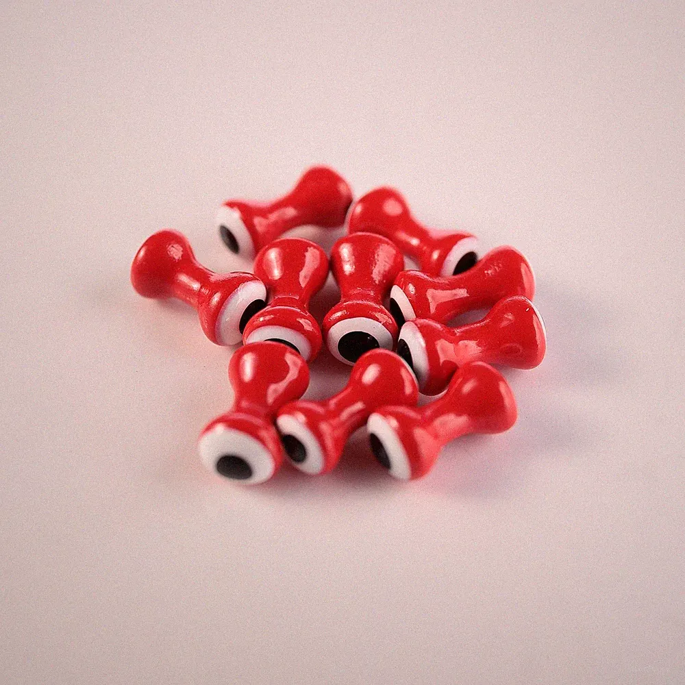 Hareline Double Pupil Lead Eyes - Red/White/Black - XS Small Medium Large
