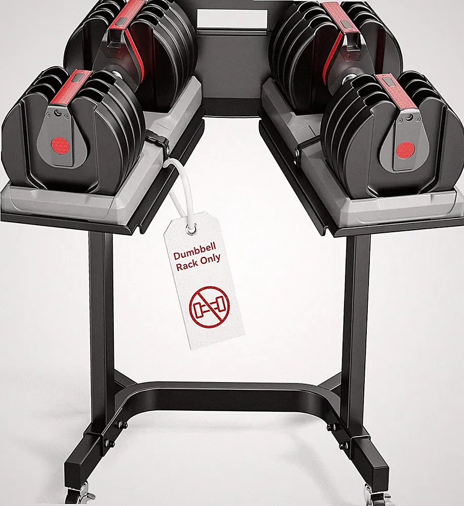 Heavy Duty Adjustable Dumbbell Stand with Tablet Holder & Wheels for Home Gym