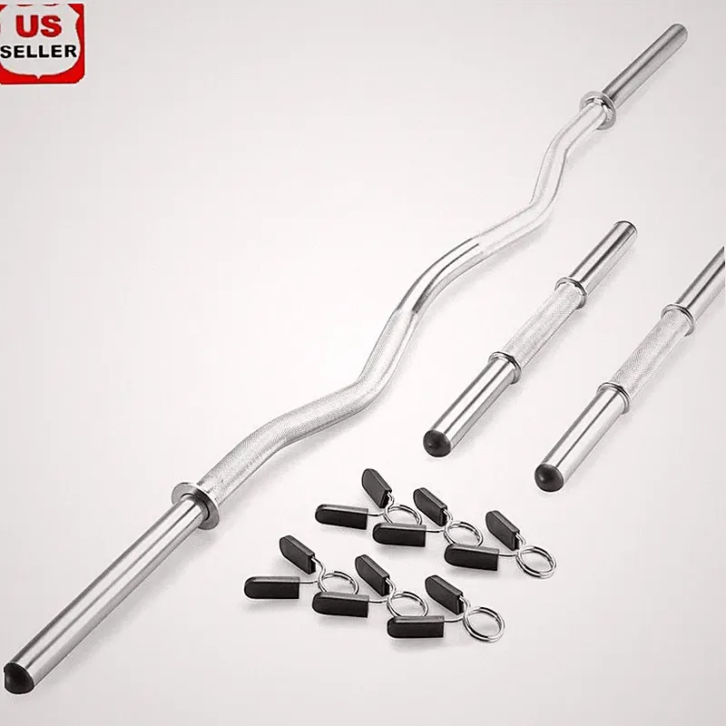 Heavy Duty Chrome Steel Weightlifting Bar Set Non Slip Dumbbell Grip 100lbs New