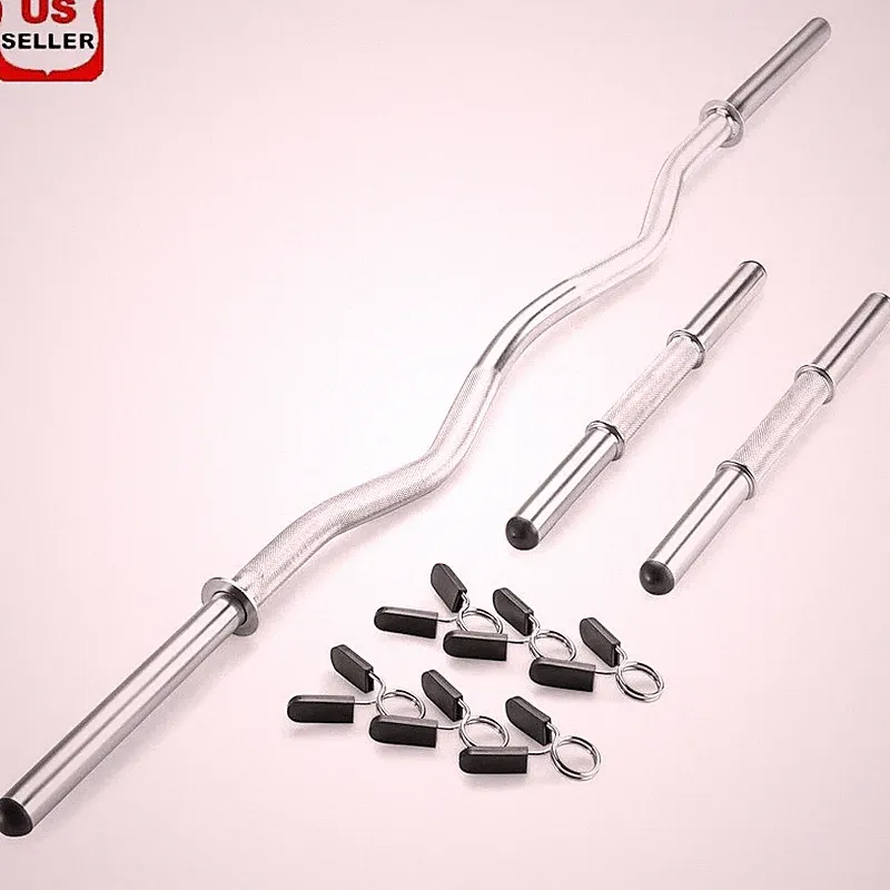 Heavy Duty Chrome Steel Weightlifting Bar Set Non Slip Dumbbell Grip 100lbs New