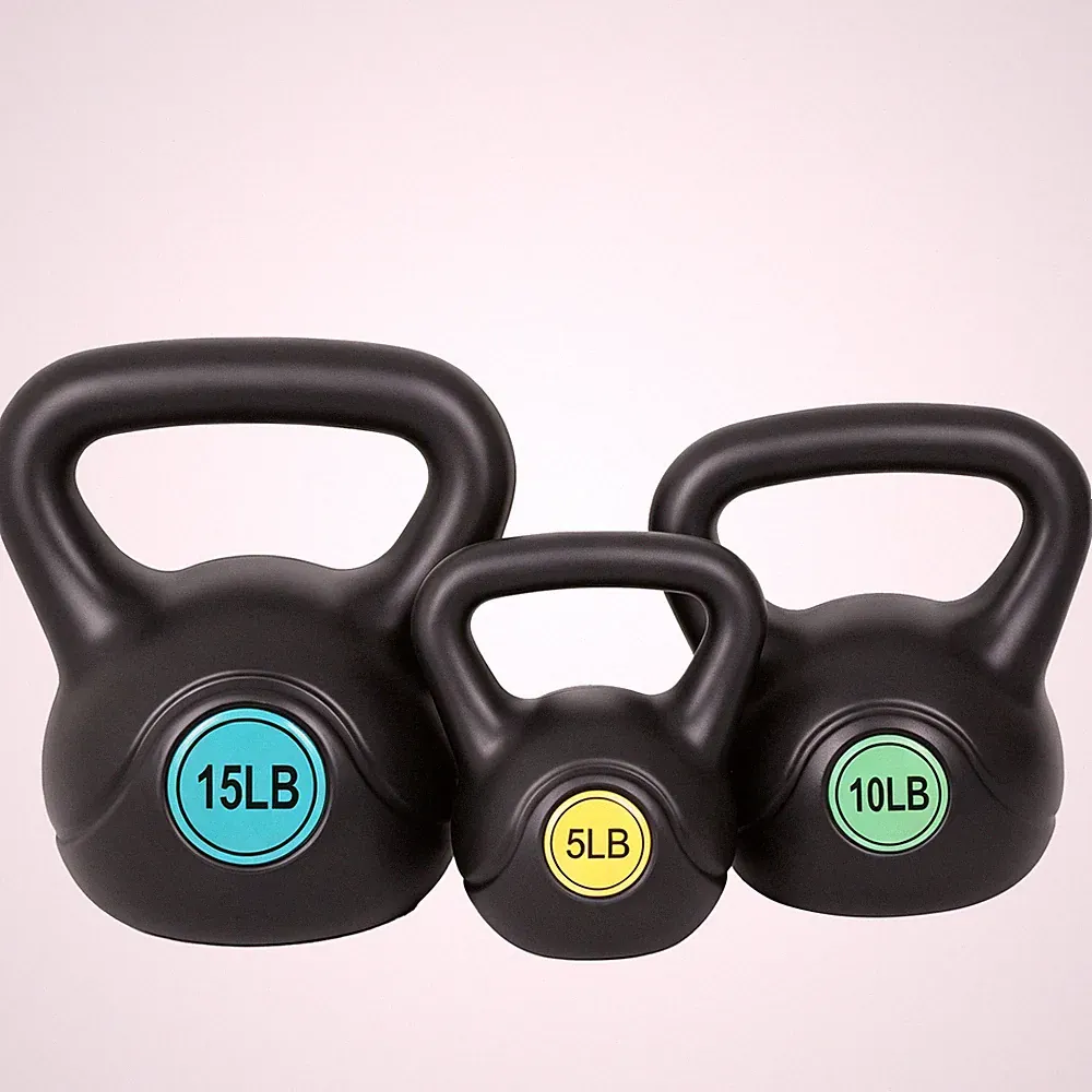 Heavy Duty Color Coded Kettlebell Multi Weight PE Cement Sand Indoor Fitness