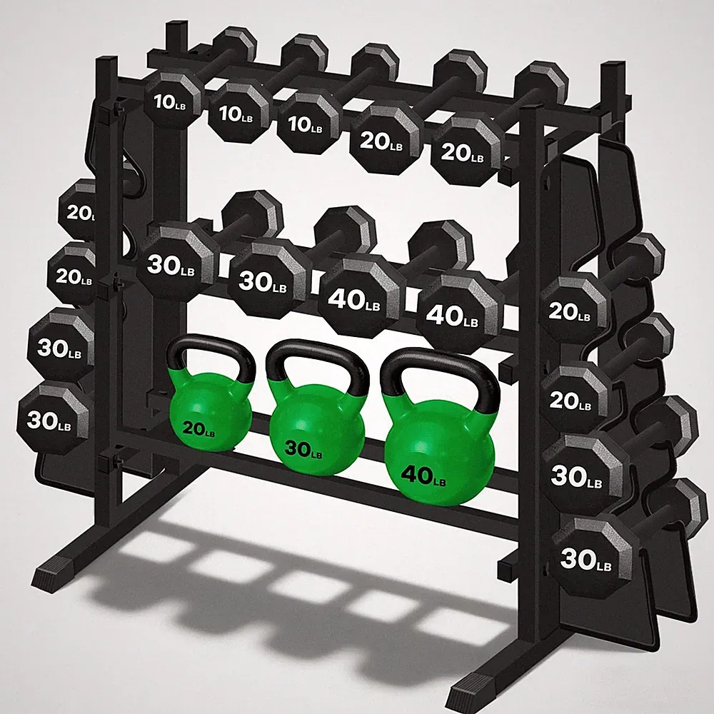 Heavy Duty Dumbbell Rack, 2-Side Extension Holder for Home Gym Storage Rack |...