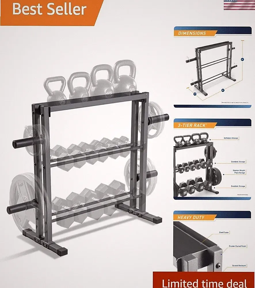 Heavy-Duty Weight Storage Rack for Dumbbells, Kettlebells, and Plates, 1000 lbs