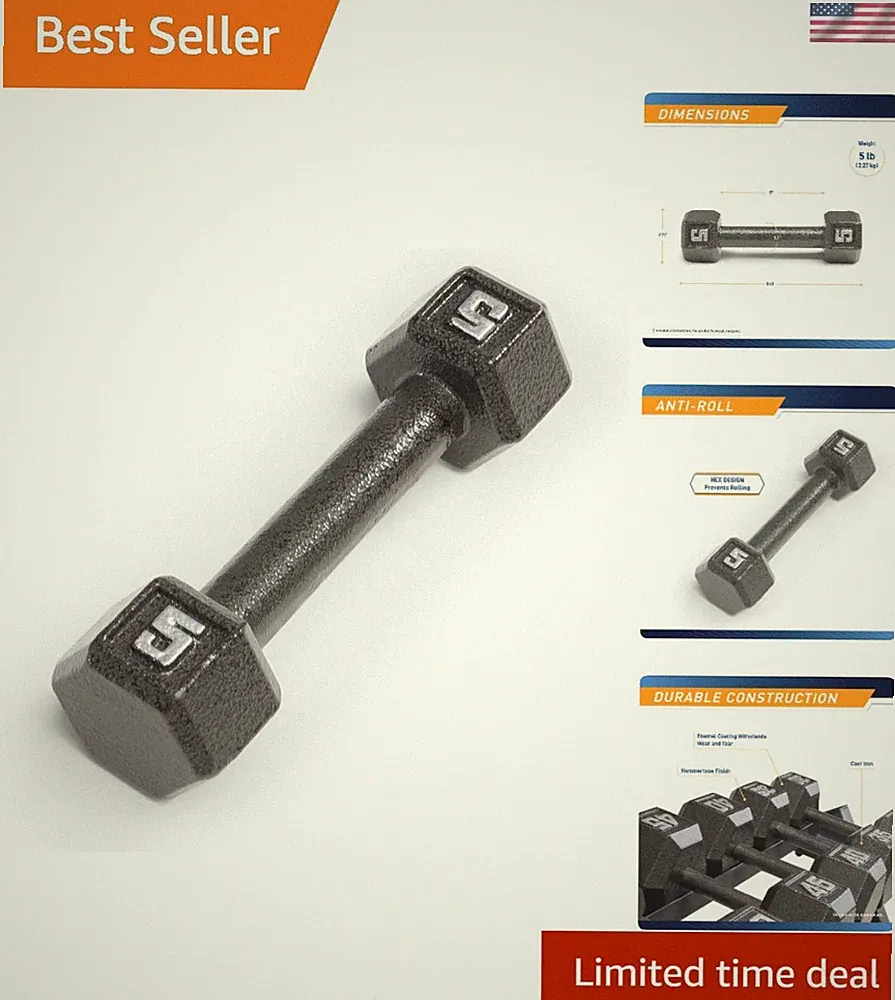 Hex Dumbbell 10lbs - Adjustable Workouts with Non-Slip Handle, Sold Individually