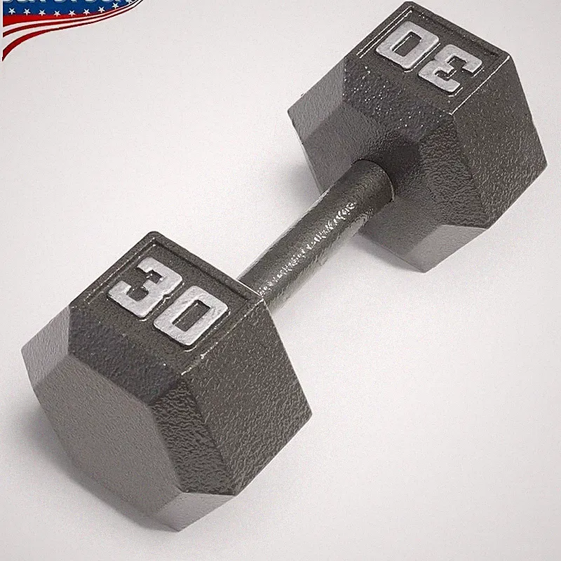 Hex Dumbbell 30 lbs No-Roll Head For Full Body Workout Home Gym Exercise Black