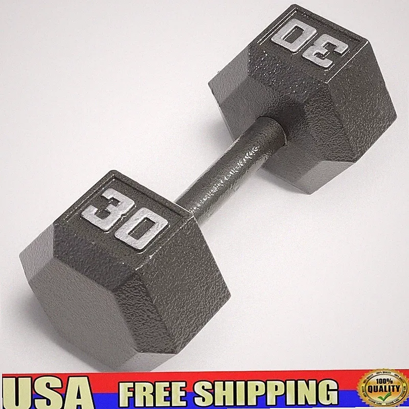 Hex Dumbbell Cast Iron No Roll Head Strength Training Home Gym Fitness New