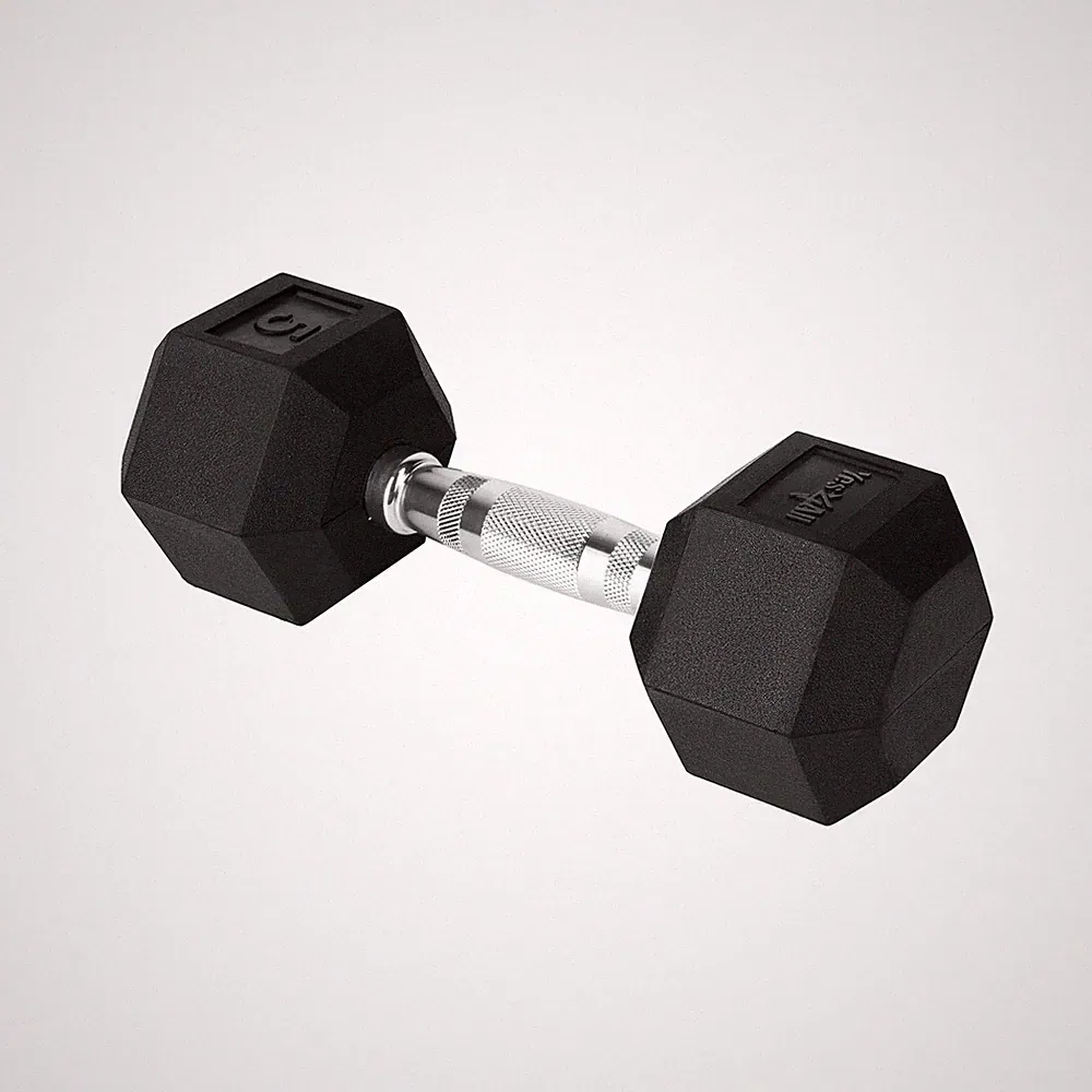 Hex Dumbbell Hand Weights Solid Cast Iron Rubber Coated 1050 LBS Single Workout
