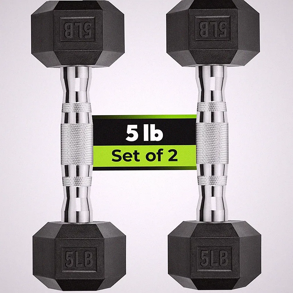 Hex Dumbbell Rubber Encased Strength Training Dumbbells, Hand Weight For Work...