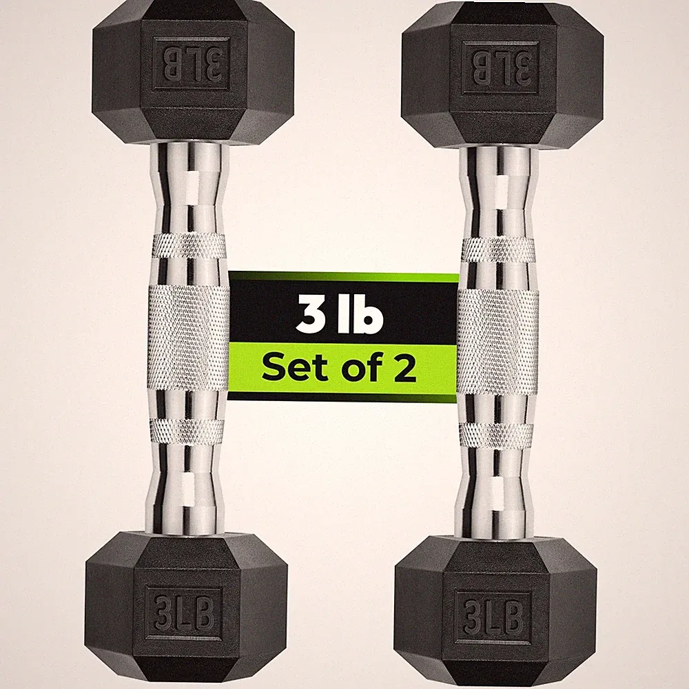 Hex Dumbbell Rubber Encased Strength Training, Hand Weight For Workout & Exer...