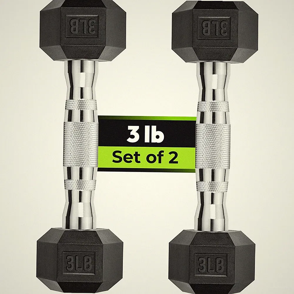Hex Dumbbell Rubber Encased Strength Training, Hand Weight For Workout & Exer...