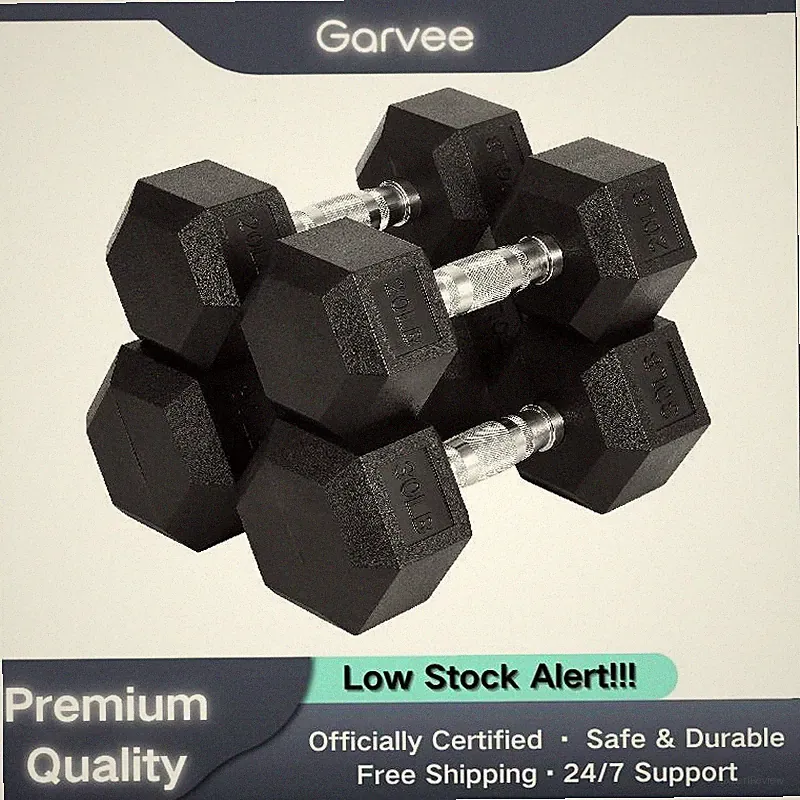 Hex Dumbbell Set 100 Lb Rubber Encased Home Gym Weights Pair 20 30 lb Strength