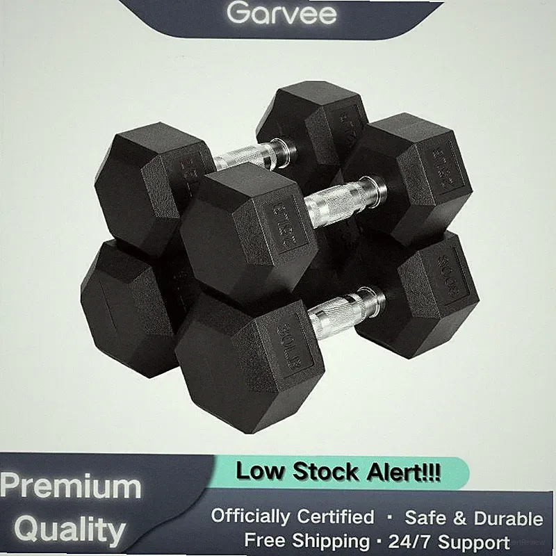 Hex Dumbbell Set 110 Lb Rubber Encased Home Gym Weights Pair 25 30 lb Strength