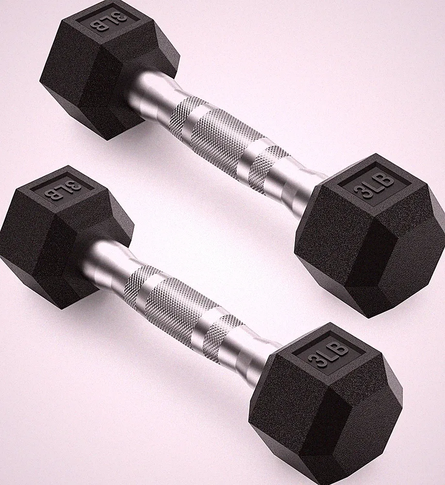 HEX Dumbbell Set 2.5-125lb Rubber Encased Home Gym Dumbbells Exercise & Fitness