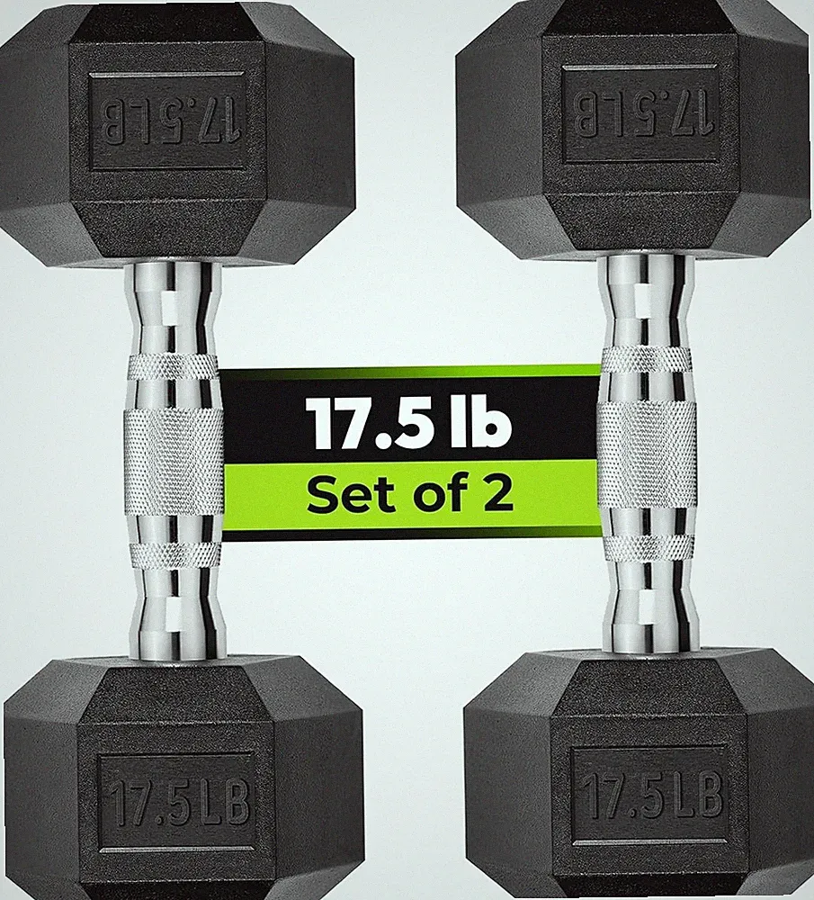 Hex Dumbbell Set 2.5-65 lb Rubber Encased Exercise & Fitness Dumbbells Weights