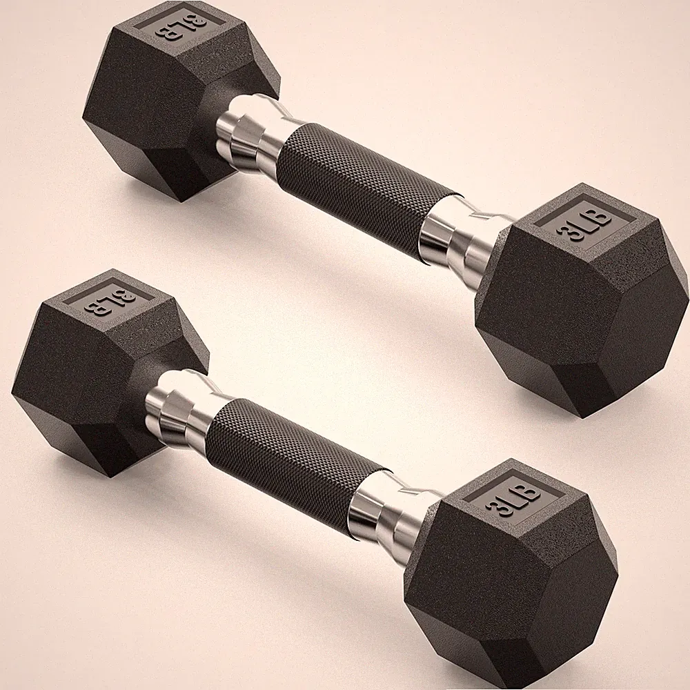 "Hex Dumbbell Set 3 lb Weights for Strength Training, Hand Weights Pair"