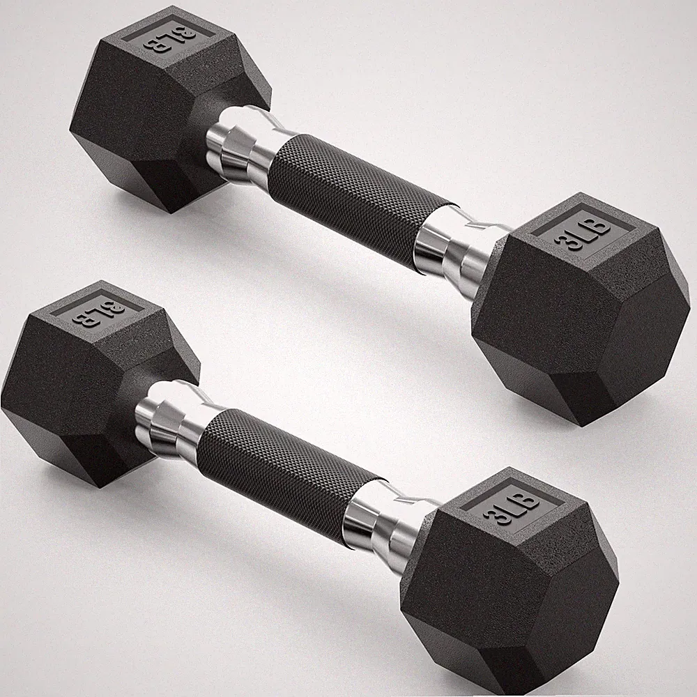 Hex Dumbbell Set of 2, 3 lb dumbbells pair, 3 Pound Weight Dumbbells for Wome