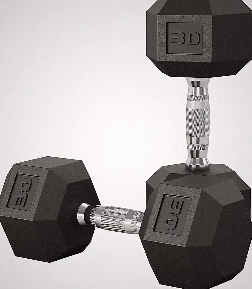 Hex Dumbbell Set of 2 30LB with Cast Iron Core Hand Weights Pair for Training