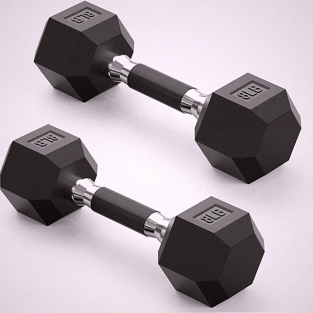 Hex Dumbbell Set of 2, 8 lb dumbbells pair, 8 Pound Weight Dumbbells for Wome...