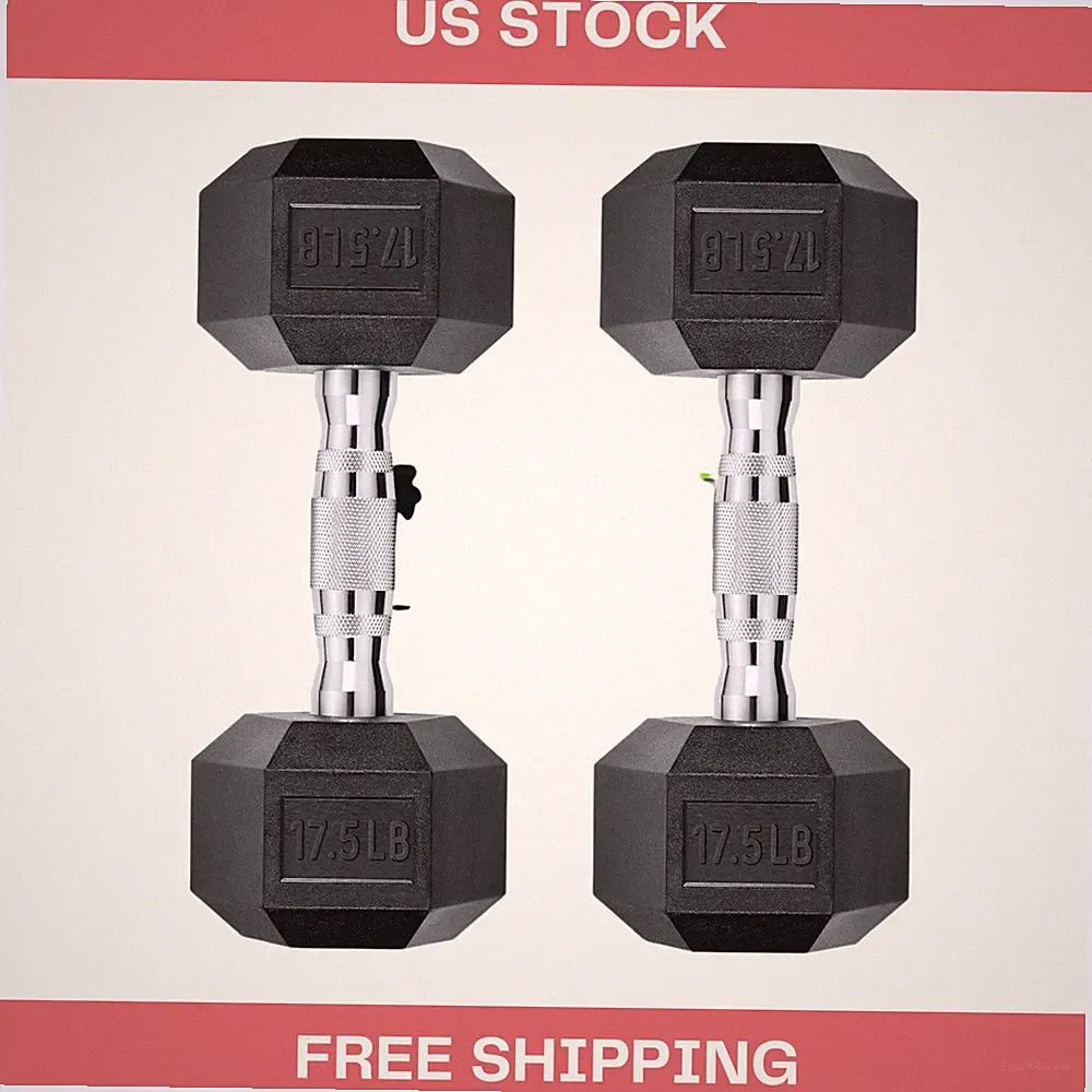 Hex Dumbbell Set of 2, Rubber Encased Fixed Dumbbells, 2.5-65 lb