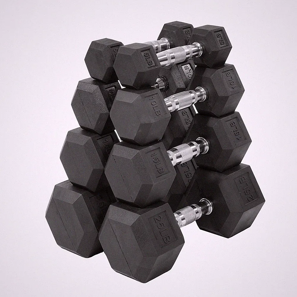 Hex Dumbbell Set - Rubber Encased, 80/110/140 LB, Non-Slip Grip for Home Gym