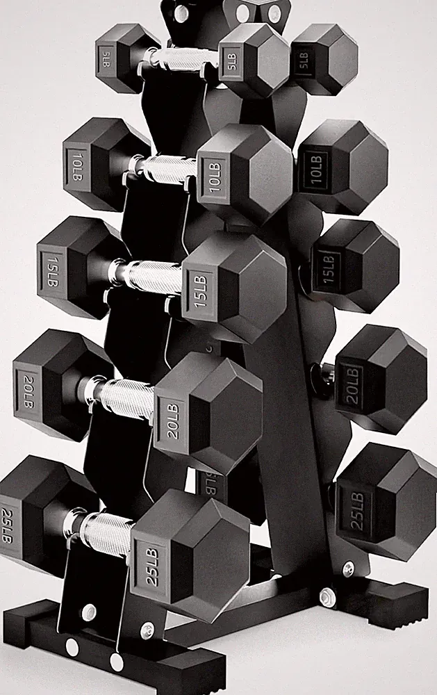 Hex Dumbbell Weight Set with Rack - 100LB, 150LB, 200LB Options Available
