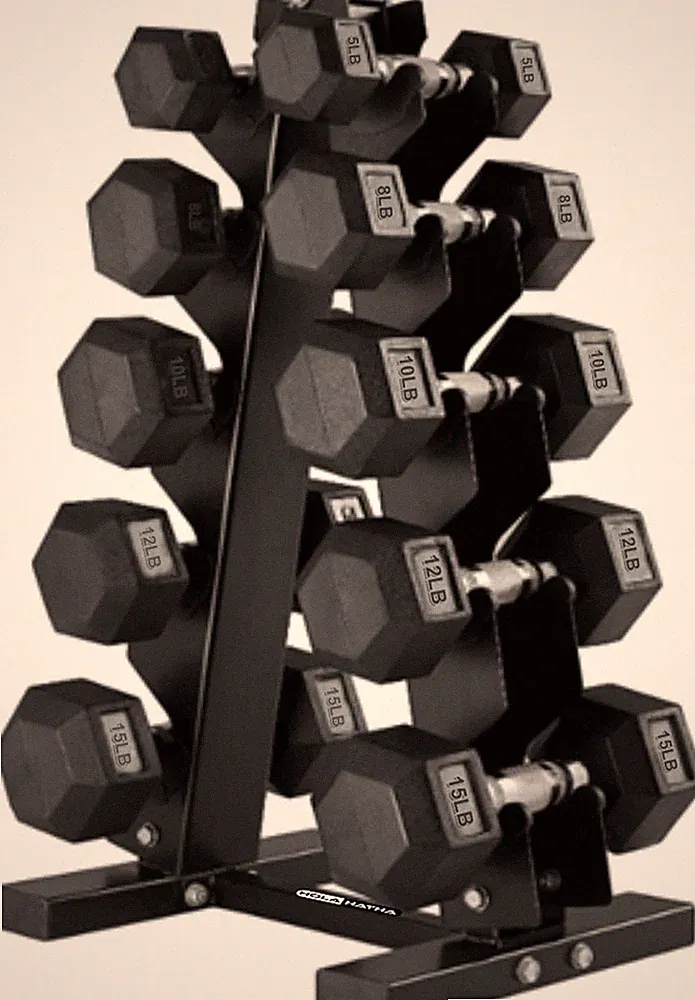 Hex Dumbbell Weight Set with Rack - Perfect for Home Workouts!