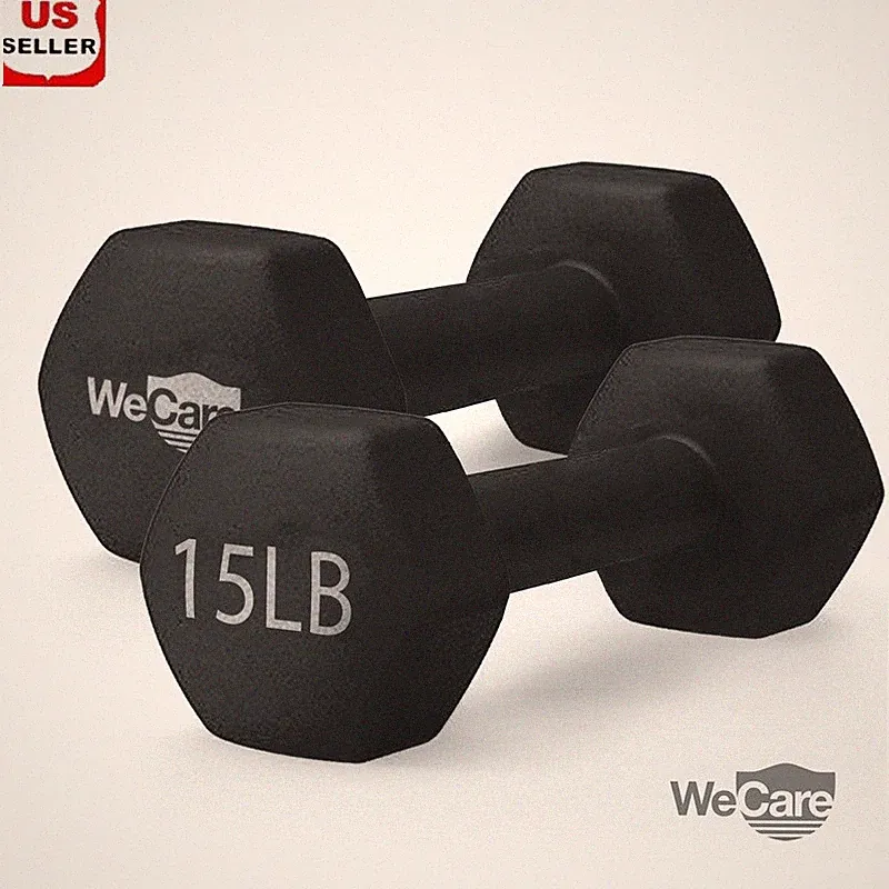 Hex Dumbbell Weights Set of 2 Neoprene Coated Anti-Roll Exercise Equipment New