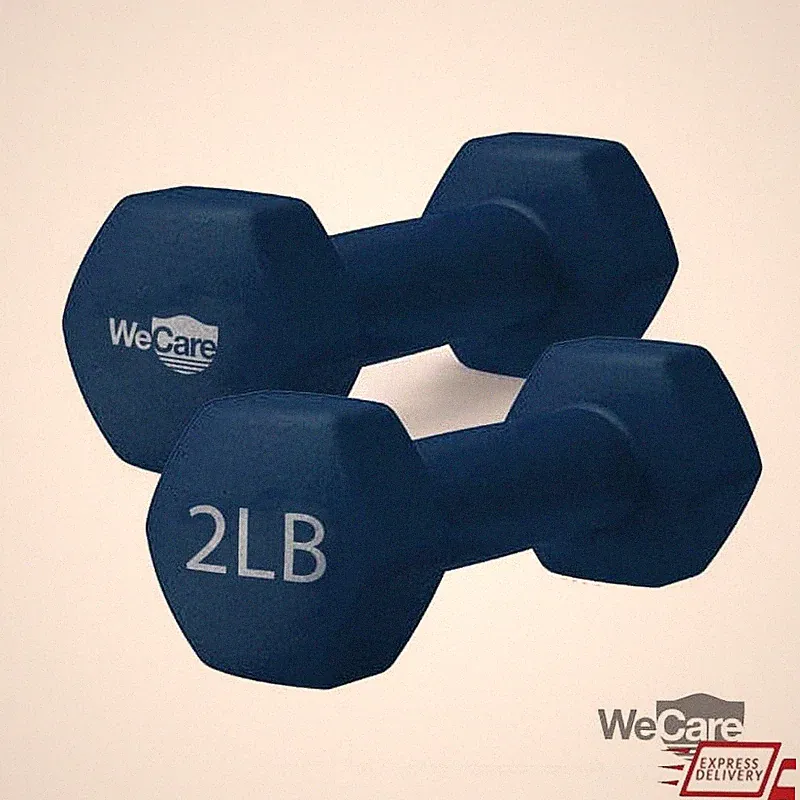 Hex Dumbbells 2 lb Pair Rubber Encased Anti-Slip Multi-Purpose Hand Weights New